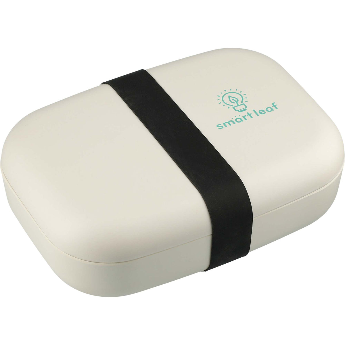 Ekobo Bamboo Fiber Bento Box with Plate Lid Laser Engraving - Off white - Right Angle