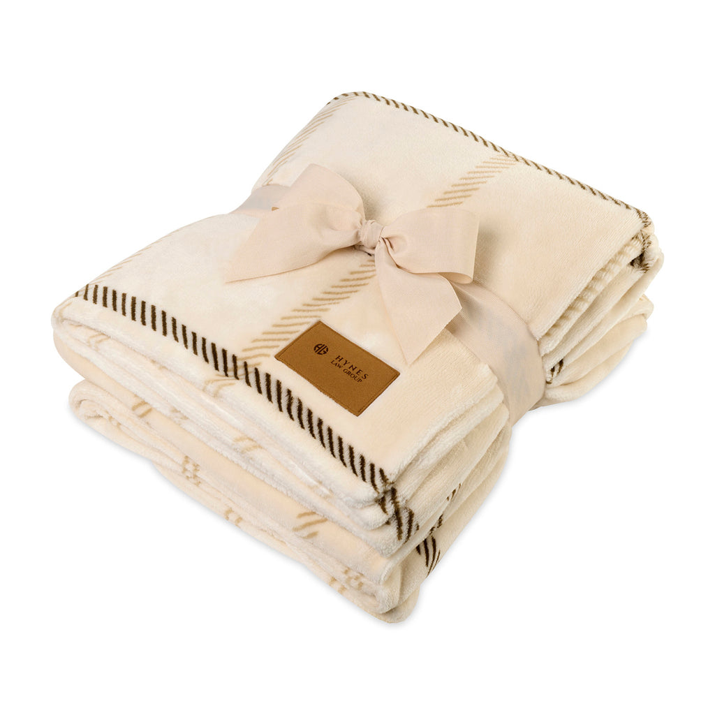 Elegant Lodge Recycled Throw Blanket, 60 x 50 Inches Laser Engraving - Calm Lodge Cream - View 1