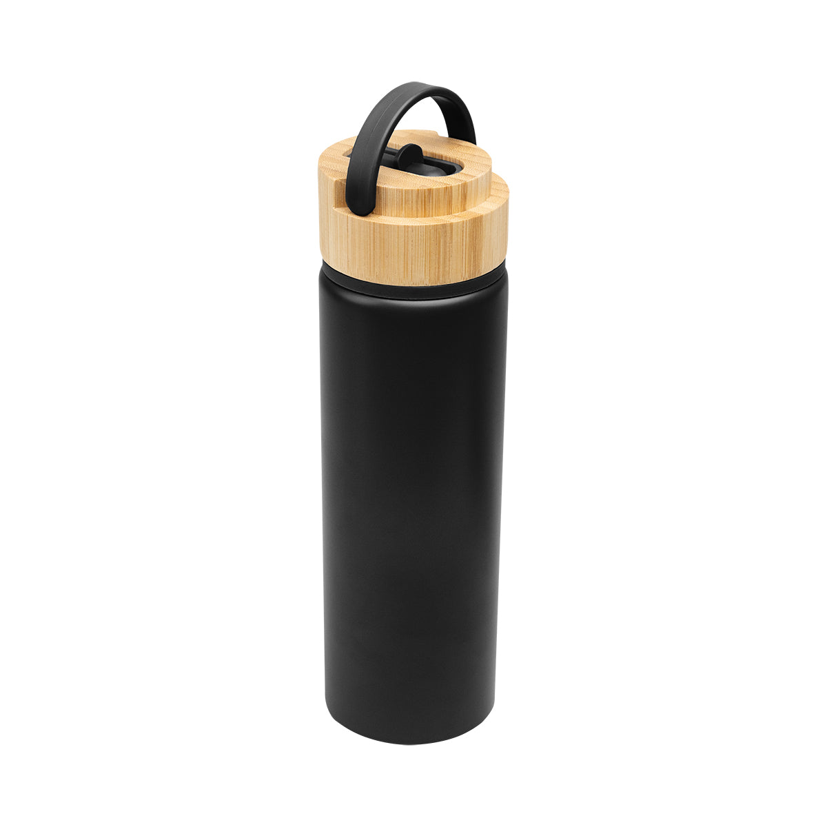 Ellis Recycled Aluminum Bottle with Bamboo Lid, 27 oz - Black - Handle
