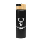 Ellis Recycled Aluminum Bottle with Bamboo Lid, 27 oz - Black - Silk Screen