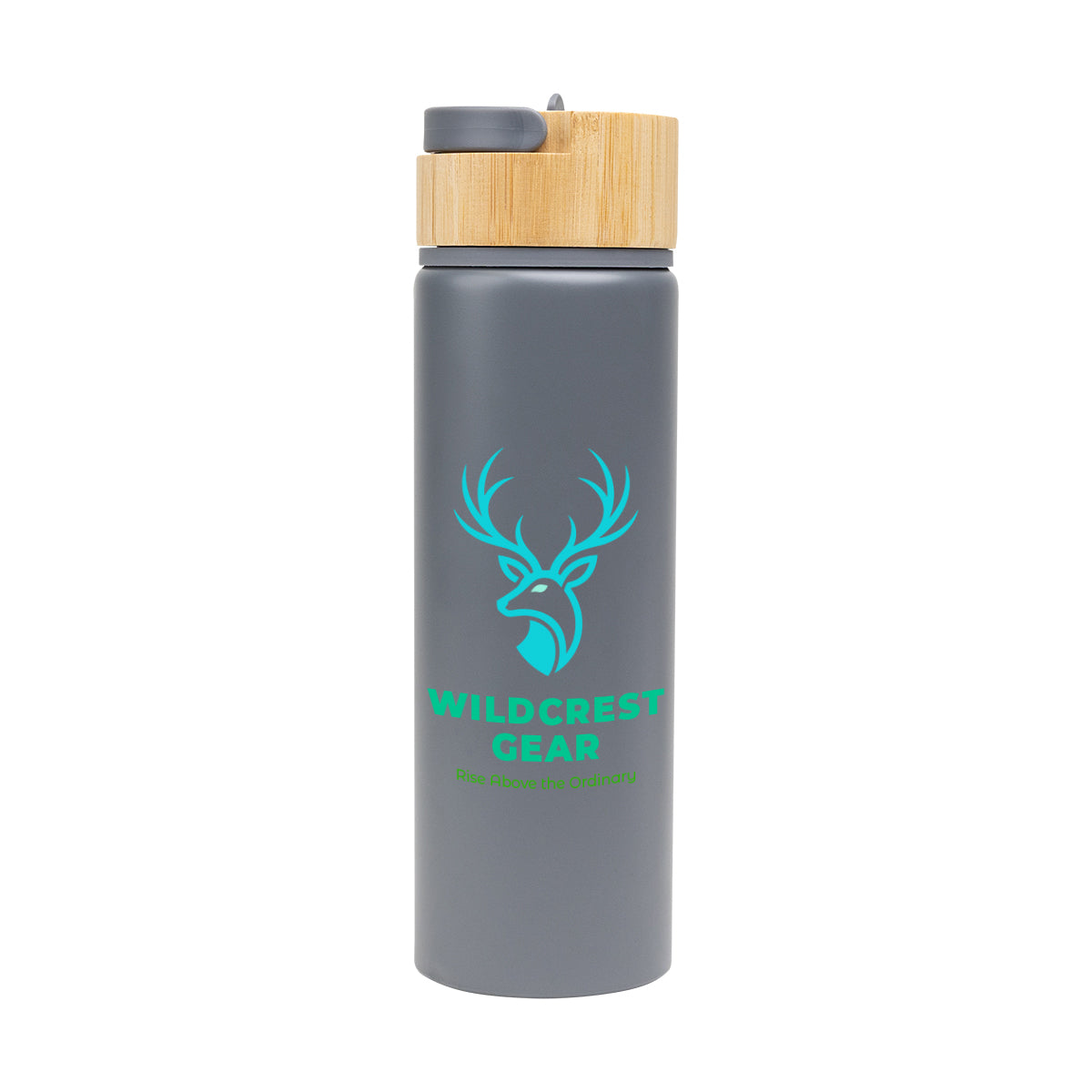 Ellis Recycled Aluminum Bottle with Bamboo Lid, 27 oz - Gray - Colorbrite