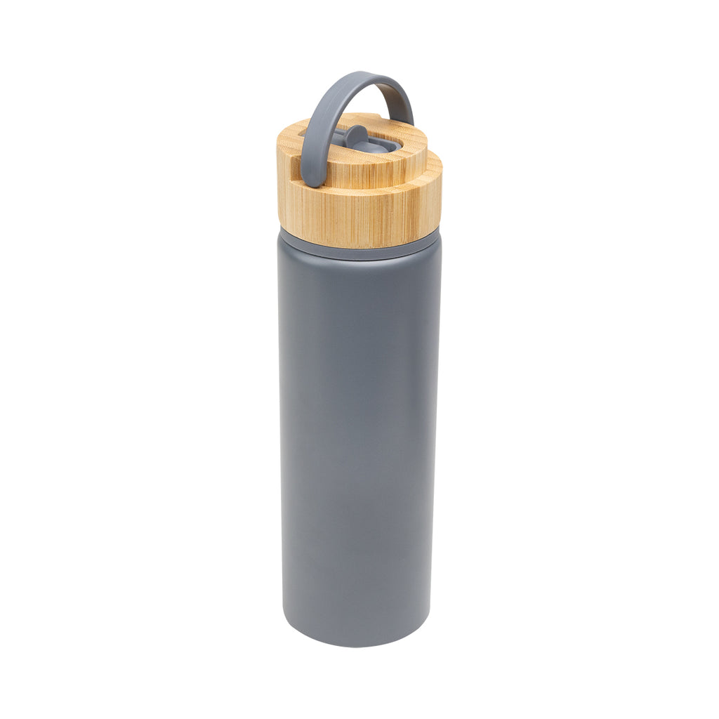 Ellis Recycled Aluminum Bottle with Bamboo Lid, 27 oz - Gray - Handle