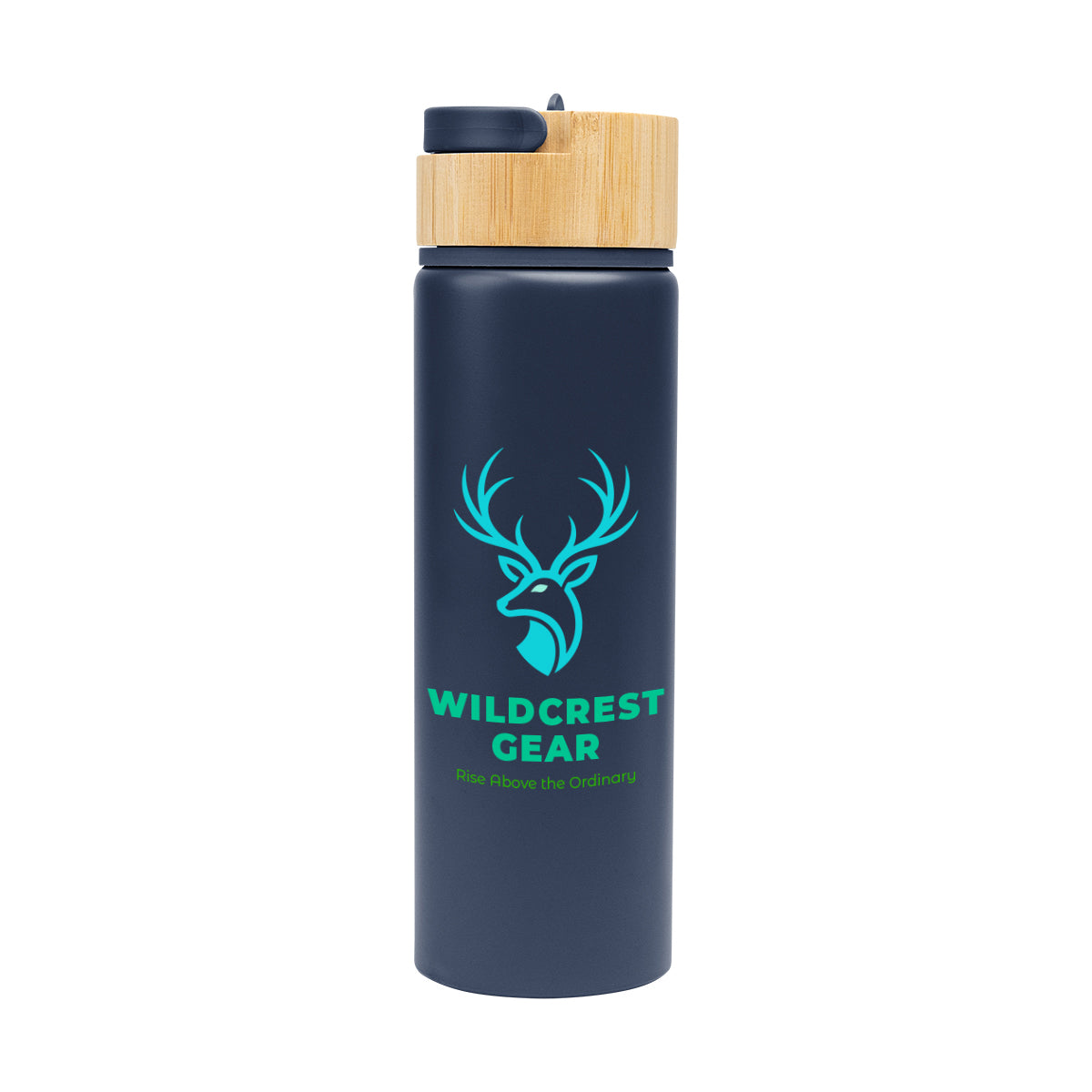 Ellis Recycled Aluminum Bottle with Bamboo Lid, 27 oz - Navy - Colorbrite