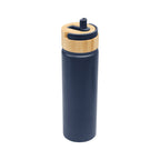 Ellis Recycled Aluminum Bottle with Bamboo Lid, 27 oz - Navy - Top