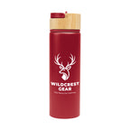 Ellis Recycled Aluminum Bottle with Bamboo Lid, 27 oz - Red - Silk Screen
