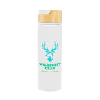 Ellis Recycled Aluminum Bottle with Bamboo Lid, 27 oz - White - Colorbrite