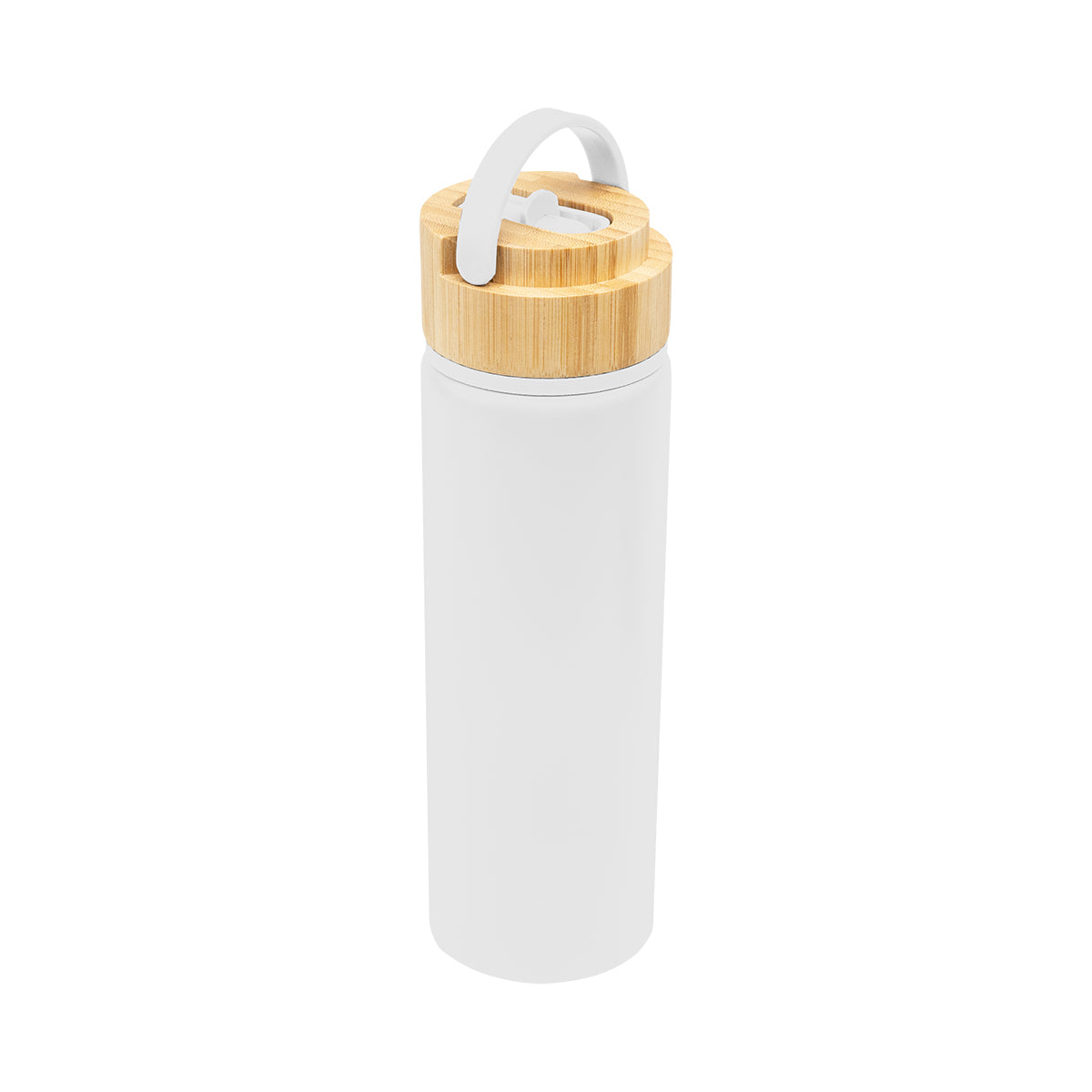 Ellis Recycled Aluminum Bottle with Bamboo Lid, 27 oz - White - Handle