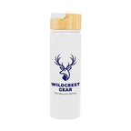 Ellis Recycled Aluminum Bottle with Bamboo Lid, 27 oz - White - Silk Screen