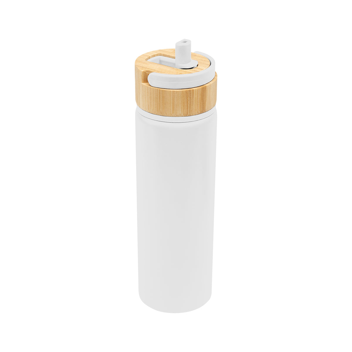 Ellis Recycled Aluminum Bottle with Bamboo Lid, 27 oz - White - Top