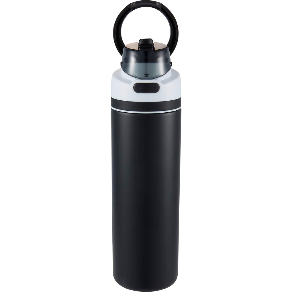 Elvin Recycled Steel Bottle with Flip Straw and Chug Spout, 28 oz - Black - Alternate 2