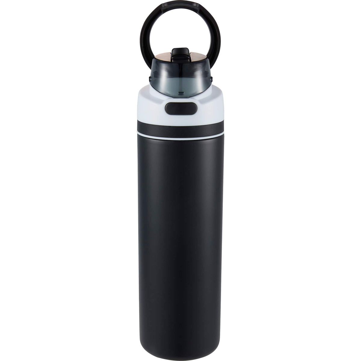 Elvin Recycled Steel Bottle with Flip Straw and Chug Spout, 28 oz - Black - Alternate 2