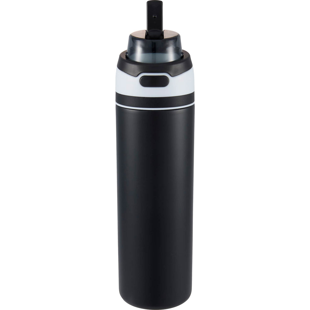 Elvin Recycled Steel Bottle with Flip Straw and Chug Spout, 28 oz - Black - Alternate 3
