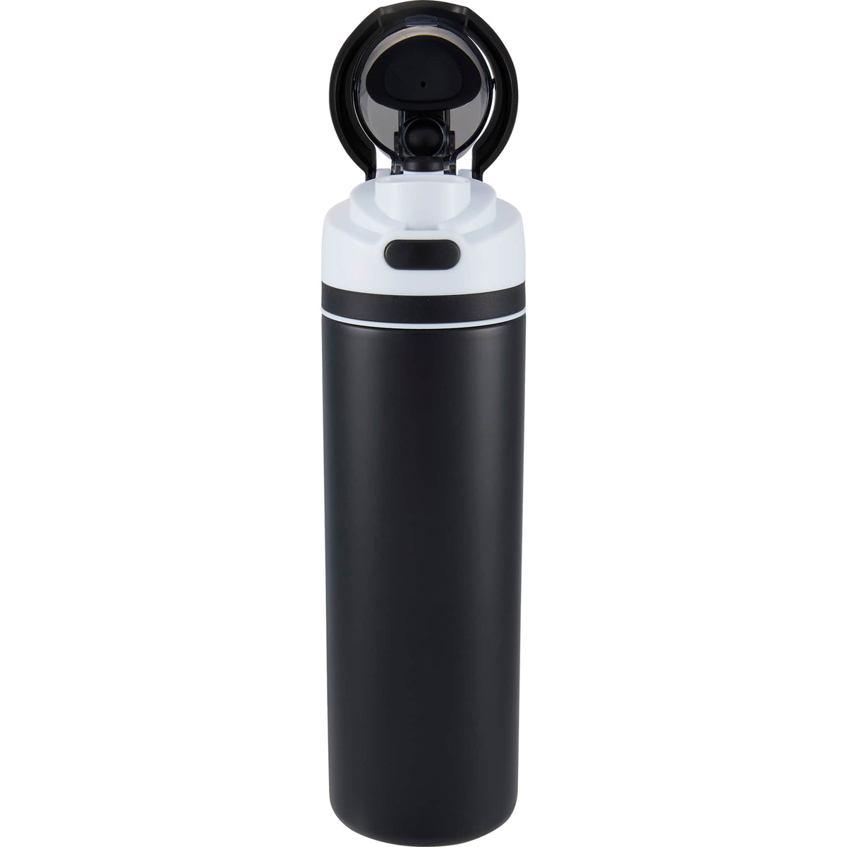 Elvin Recycled Steel Bottle with Flip Straw and Chug Spout, 28 oz - Black - Alternate 4