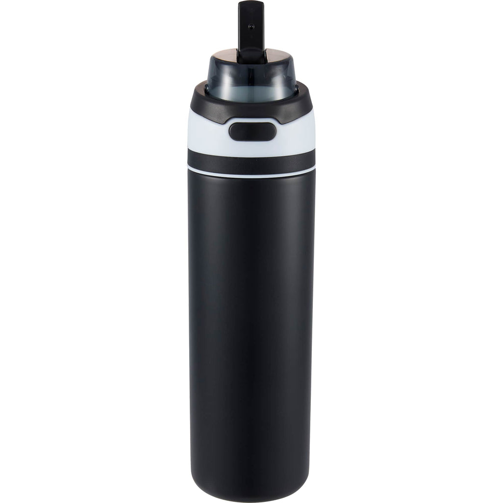 Elvin Recycled Steel Bottle with Flip Straw and Chug Spout, 28 oz - Black - Alternate