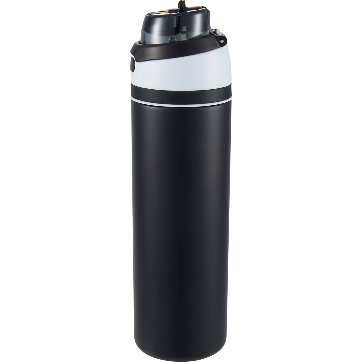 Elvin Recycled Steel Bottle with Flip Straw and Chug Spout, 28 oz - Black - Left Angle