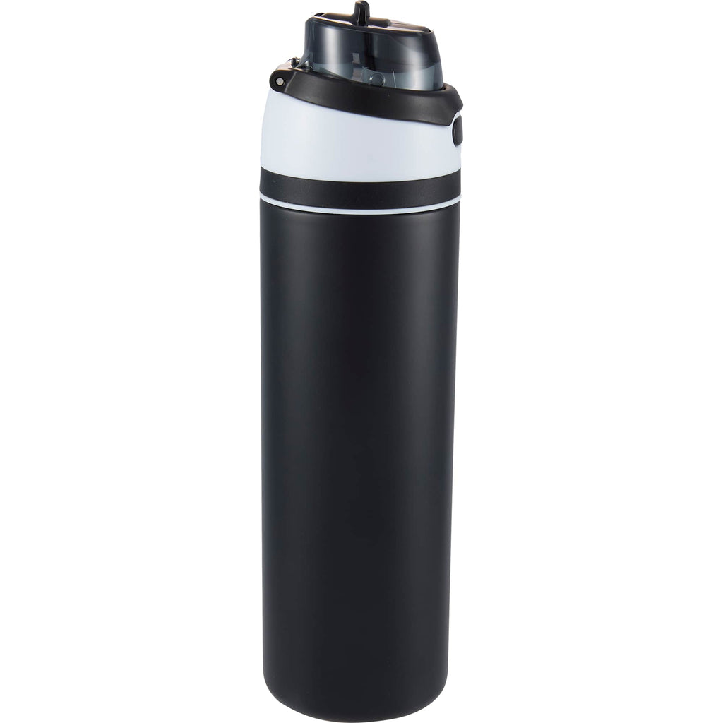 Elvin Recycled Steel Bottle with Flip Straw and Chug Spout, 28 oz - Black - Right Angle