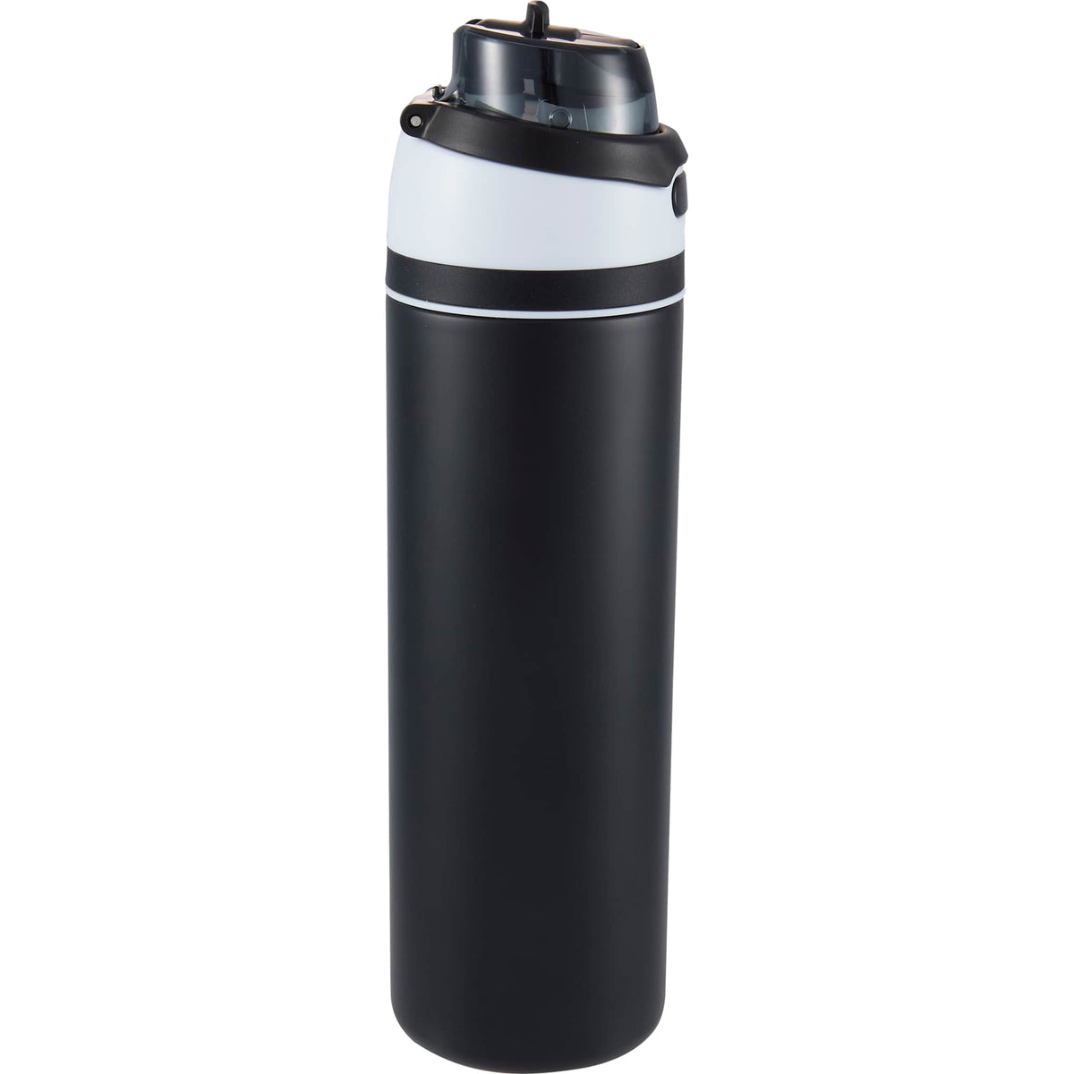 Elvin Recycled Steel Bottle with Flip Straw and Chug Spout, 28 oz - Black - Right Angle
