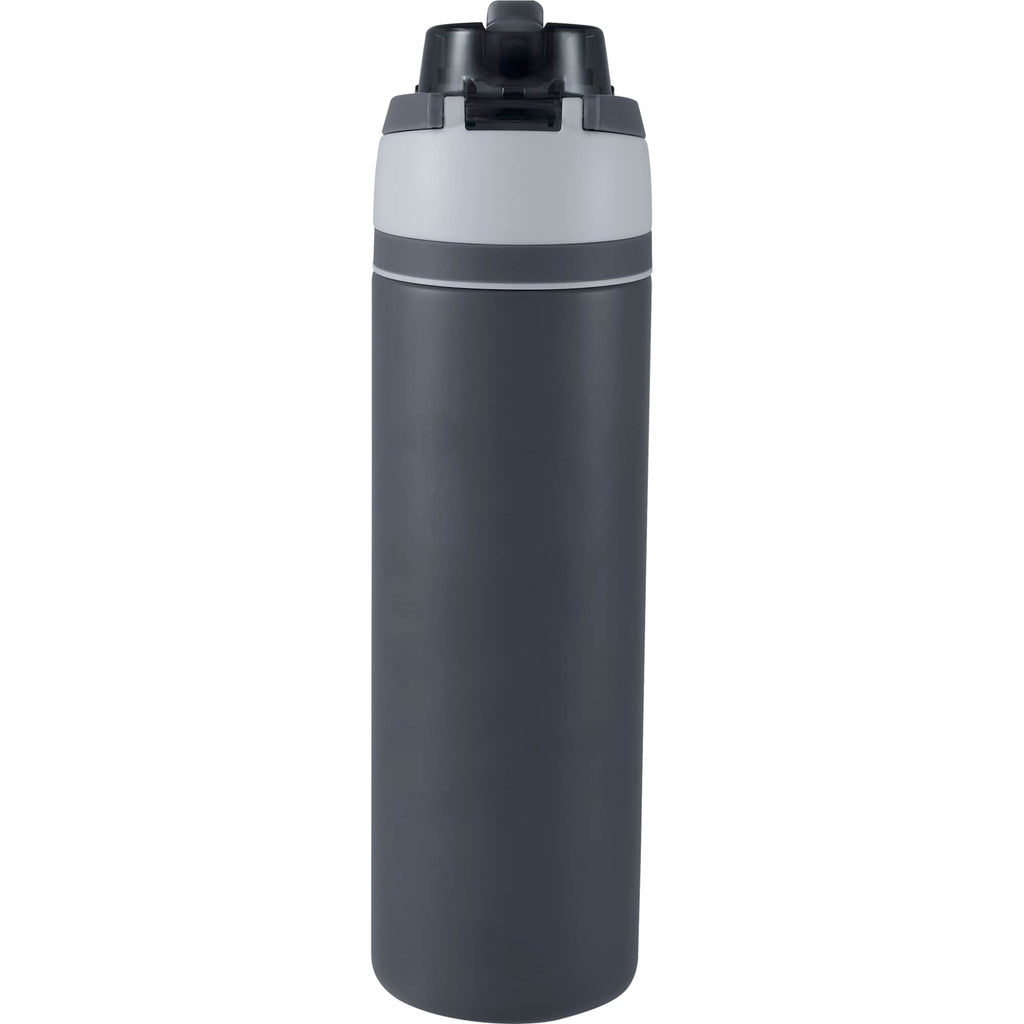 Elvin Recycled Steel Bottle with Flip Straw and Chug Spout, 28 oz - Gray - Back