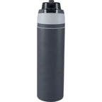 Elvin Recycled Steel Bottle with Flip Straw and Chug Spout, 28 oz - Gray - Back