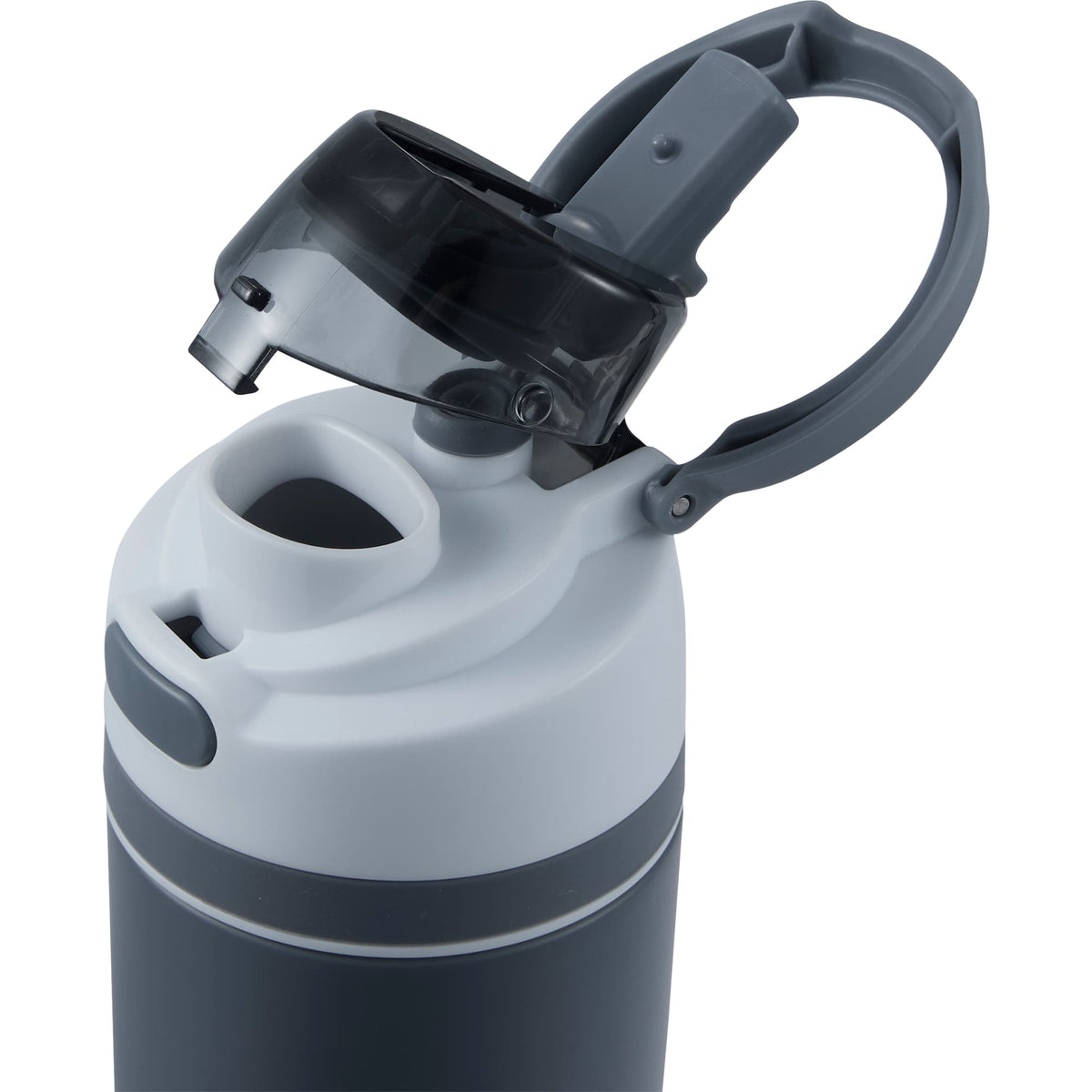 Elvin Recycled Steel Bottle with Flip Straw and Chug Spout, 28 oz - Gray - Detail Lid