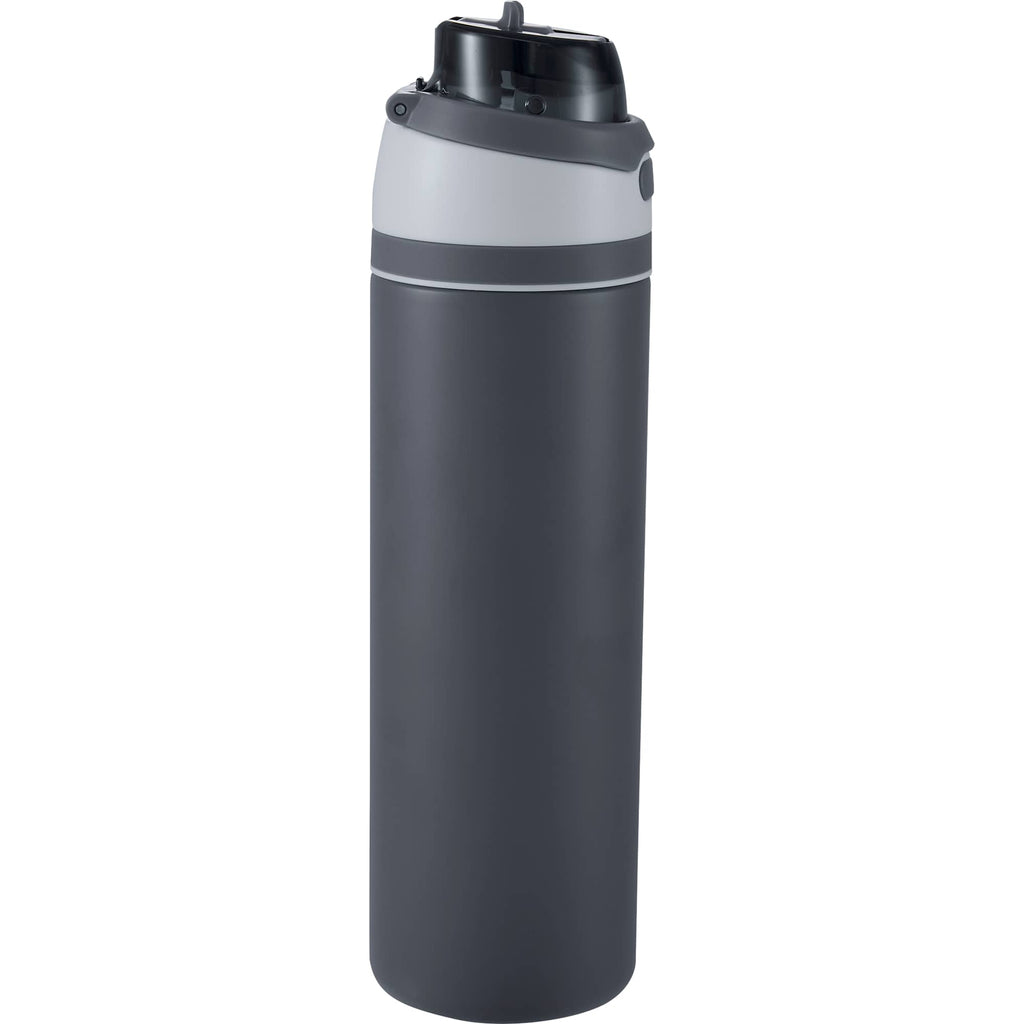 Elvin Recycled Steel Bottle with Flip Straw and Chug Spout, 28 oz - Gray - Right Angle
