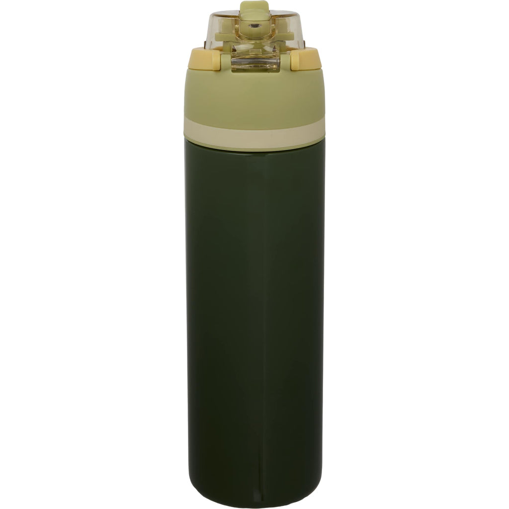Elvin Recycled Steel Bottle with Flip Straw and Chug Spout, 28 oz - Green - Back