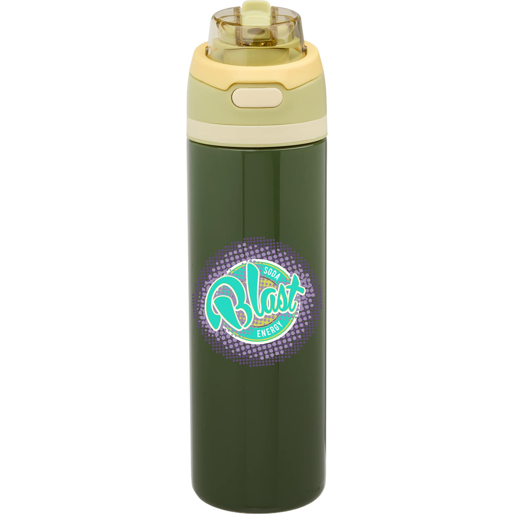 Elvin Recycled Steel Bottle with Flip Straw and Chug Spout, 28 oz - Green - Front