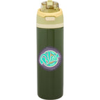 Elvin Recycled Steel Bottle with Flip Straw and Chug Spout, 28 oz - Green - Front