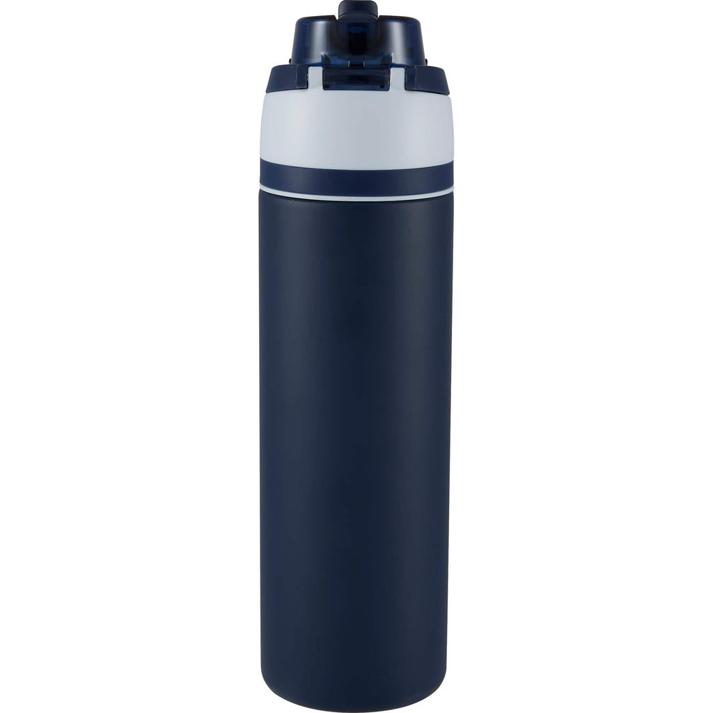 Elvin Recycled Steel Bottle with Flip Straw and Chug Spout, 28 oz - Navy - Back