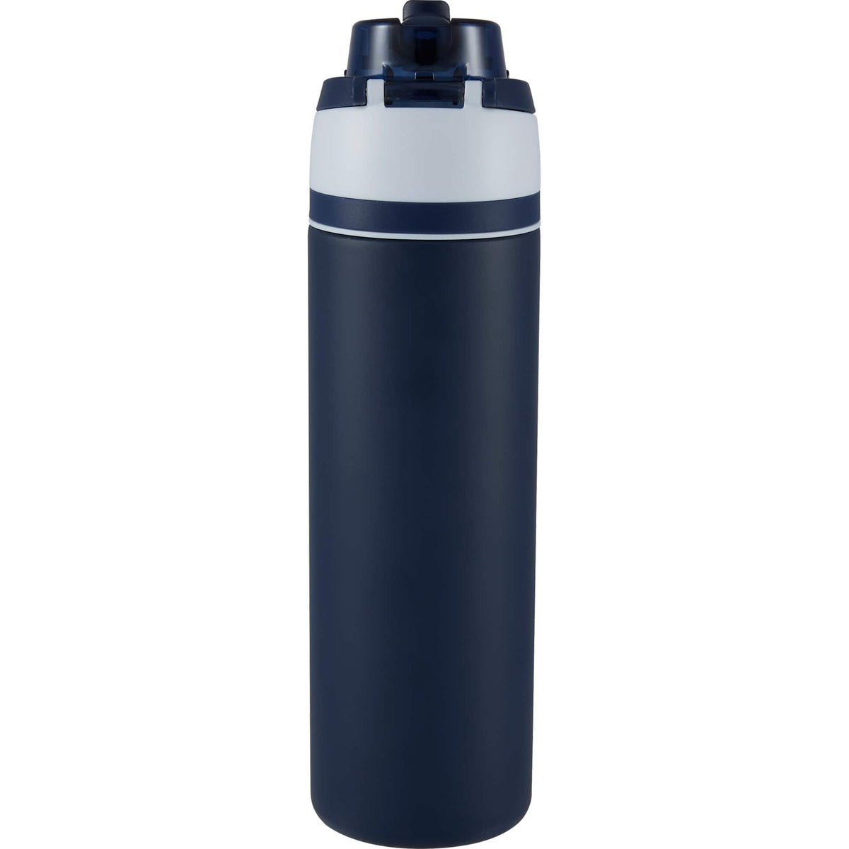 Elvin Recycled Steel Bottle with Flip Straw and Chug Spout, 28 oz - Navy - Back