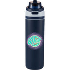 Elvin Recycled Steel Bottle with Flip Straw and Chug Spout, 28 oz - Navy - Front