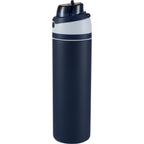 Elvin Recycled Steel Bottle with Flip Straw and Chug Spout, 28 oz - Navy - Left Angle