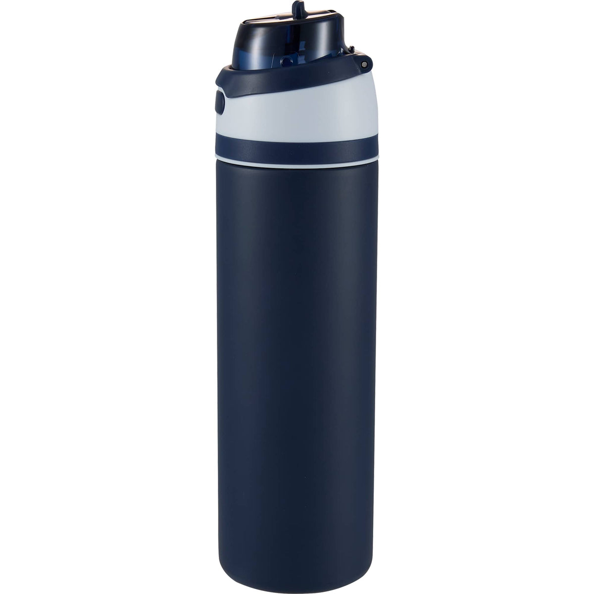 Elvin Recycled Steel Bottle with Flip Straw and Chug Spout, 28 oz - Navy - Left Angle