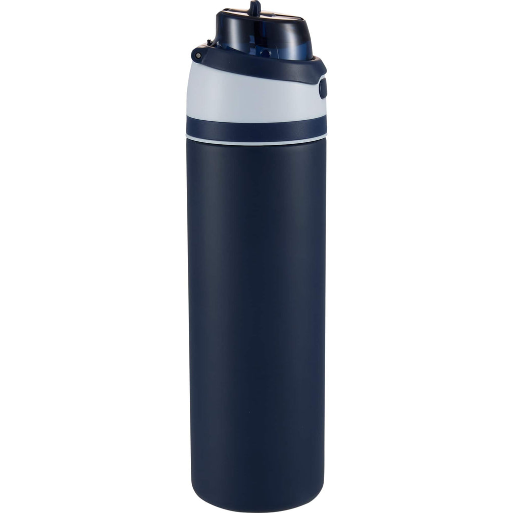 Elvin Recycled Steel Bottle with Flip Straw and Chug Spout, 28 oz - Navy - Right Angle