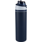 Elvin Recycled Steel Bottle with Flip Straw and Chug Spout, 28 oz - Navy - Right Angle