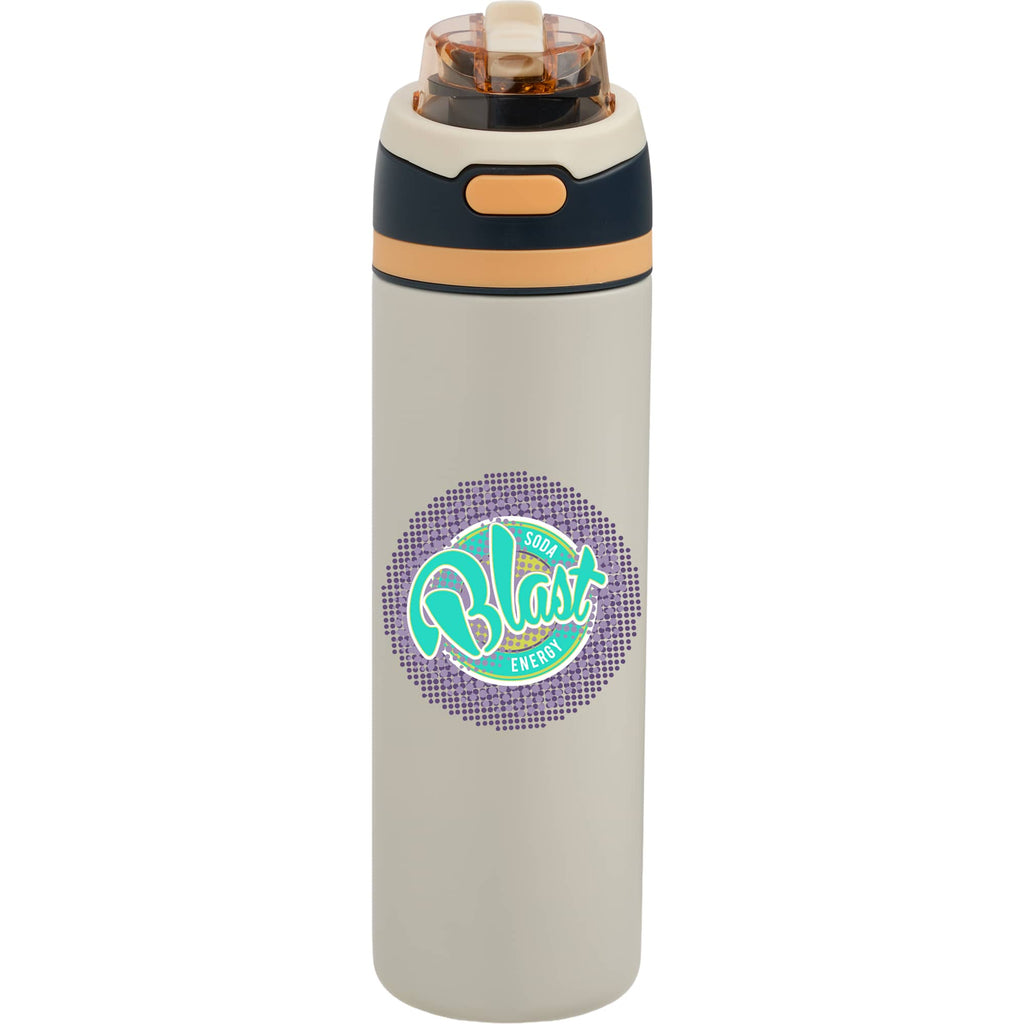 Elvin Recycled Steel Bottle with Flip Straw and Chug Spout, 28 oz - Tofu - Front