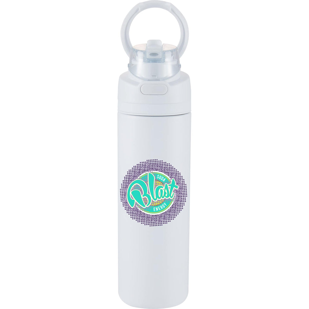 Elvin Recycled Steel Bottle with Flip Straw and Chug Spout, 28 oz - White - Alternate