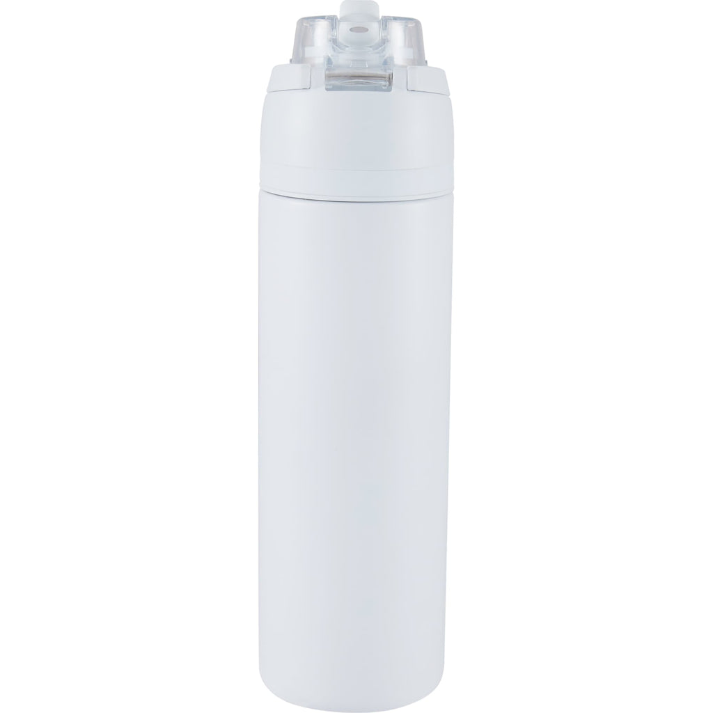 Elvin Recycled Steel Bottle with Flip Straw and Chug Spout, 28 oz - White - Back