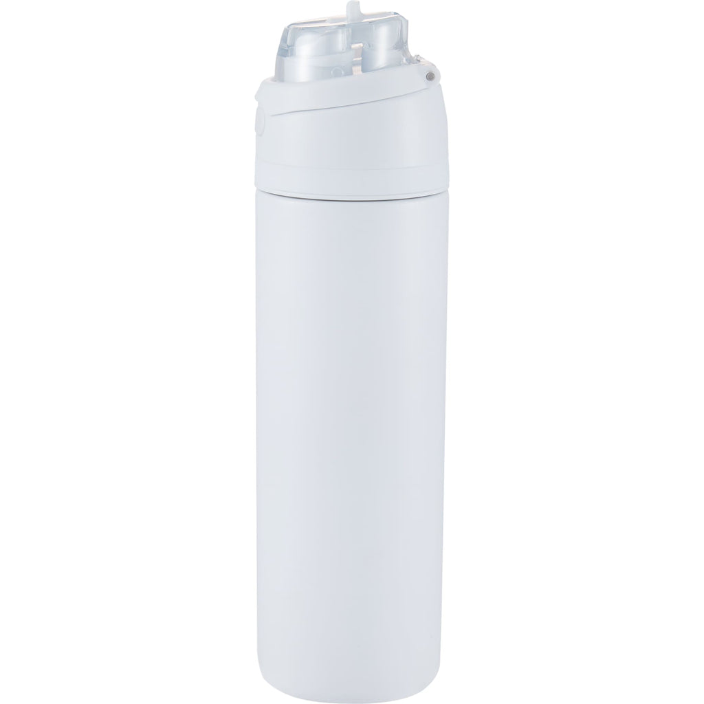 Elvin Recycled Steel Bottle with Flip Straw and Chug Spout, 28 oz - White - Left Angle