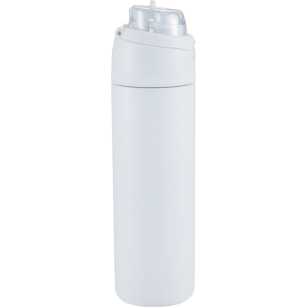 Elvin Recycled Steel Bottle with Flip Straw and Chug Spout, 28 oz - White - Right Angle