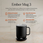 Ember Smart Mug with Sliding Lid, 10 oz Laser Engraving - Black - Photo 4
