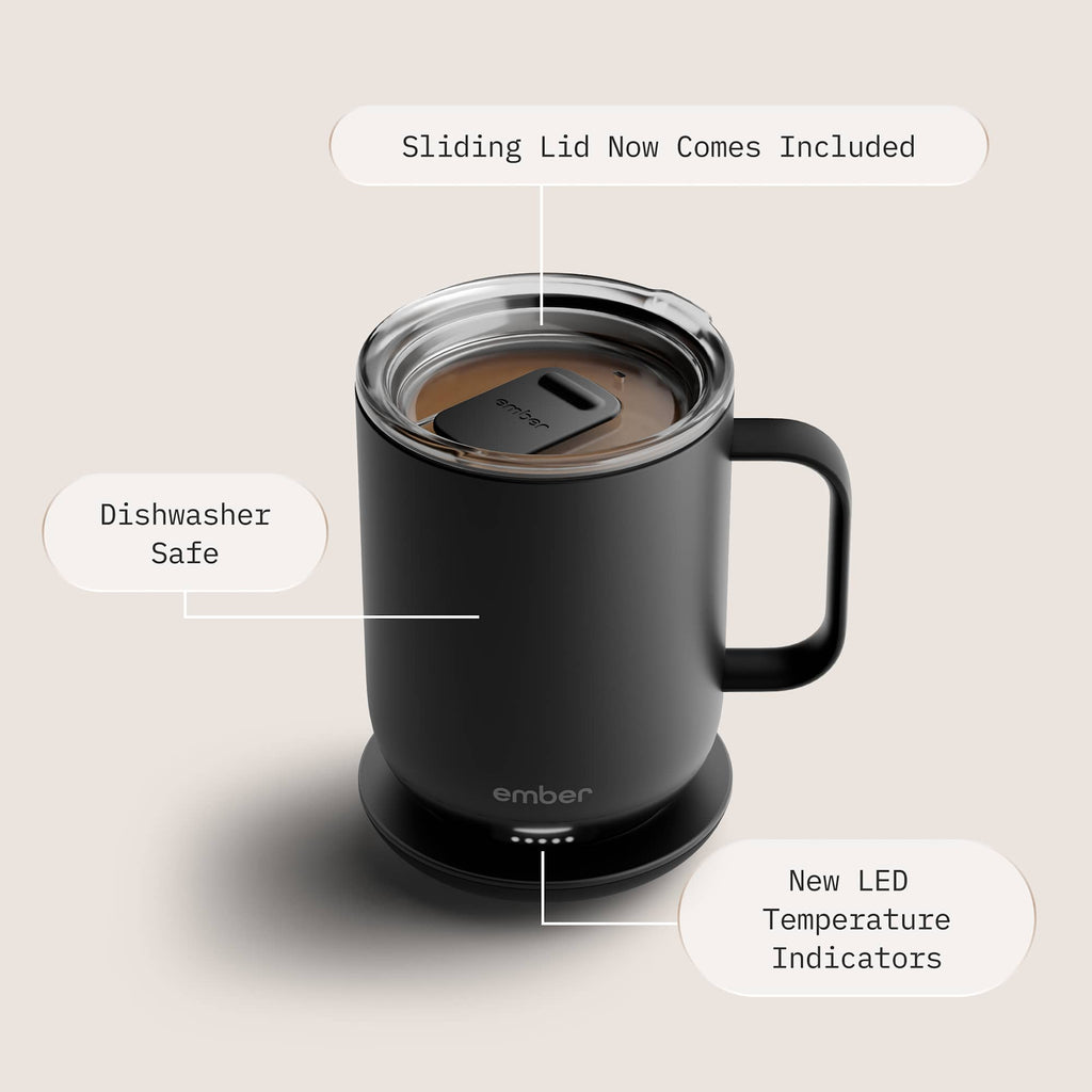 Ember Smart Mug with Sliding Lid, 10 oz Laser Engraving - Black - Photo 5