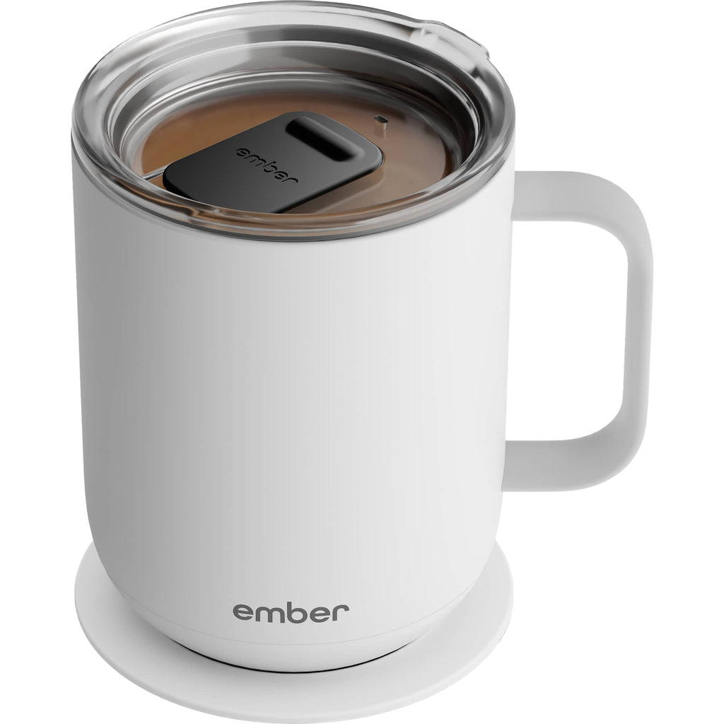 Ember Smart Mug with Sliding Lid, 10 oz Laser Engraving - White - Photo 6