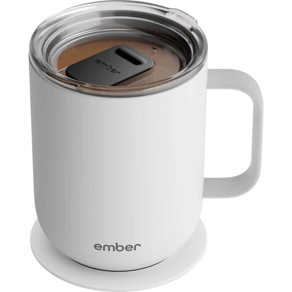 Ember Smart Mug with Sliding Lid, 10 oz Laser Engraving - White - Photo 6