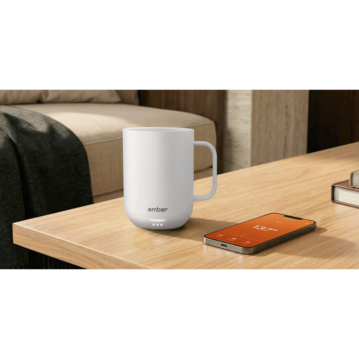 Ember Smart Mug with Sliding Lid, 10 oz Laser Engraving - White - Photo 9