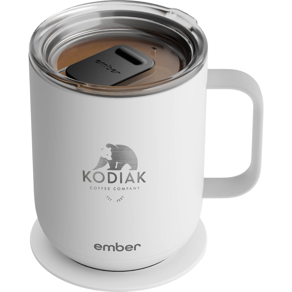 Ember Smart Mug with Sliding Lid, 10 oz Laser Engraving - White - Photo