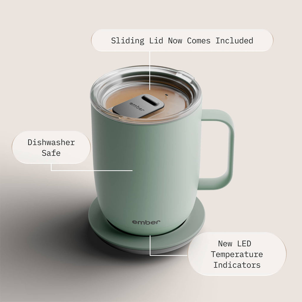 Ember Smart Mug with Sliding Lid, 14 oz Laser Engraving - Sage - Photo 4