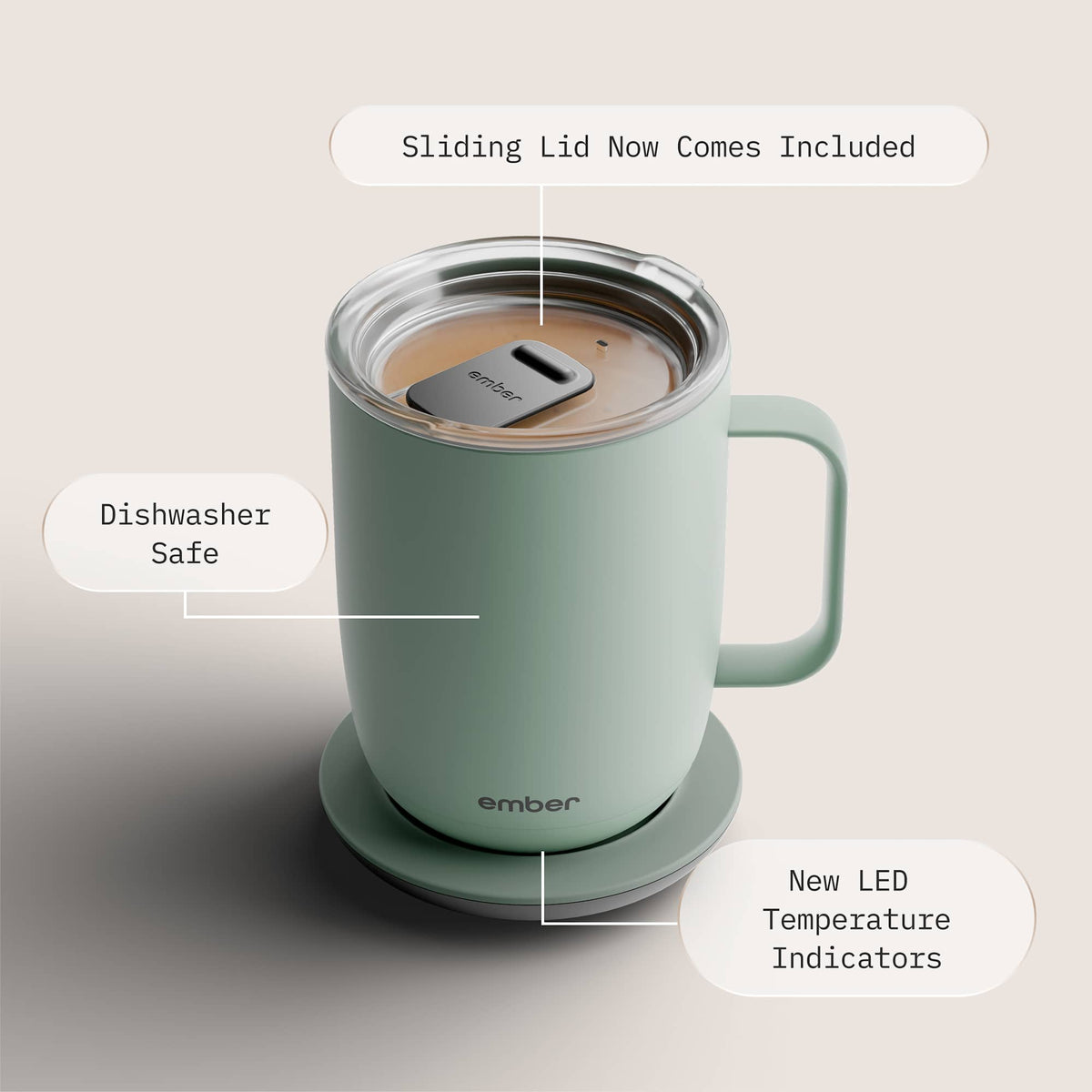 Ember Smart Mug with Sliding Lid, 14 oz Laser Engraving - Sage - Photo 4