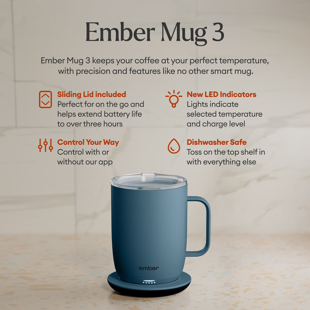 Ember Smart Mug with Sliding Lid, 14 oz Laser Engraving - Salt Blue - Photo 3