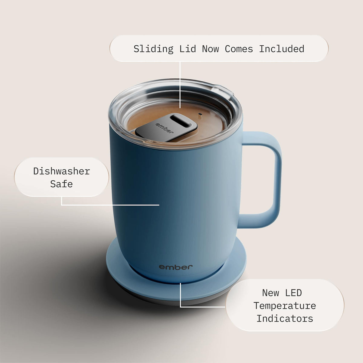 Ember Smart Mug with Sliding Lid, 14 oz Laser Engraving - Salt Blue - Photo 4